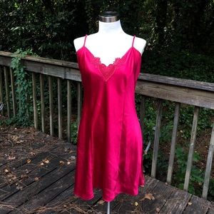 Silky red slip dress